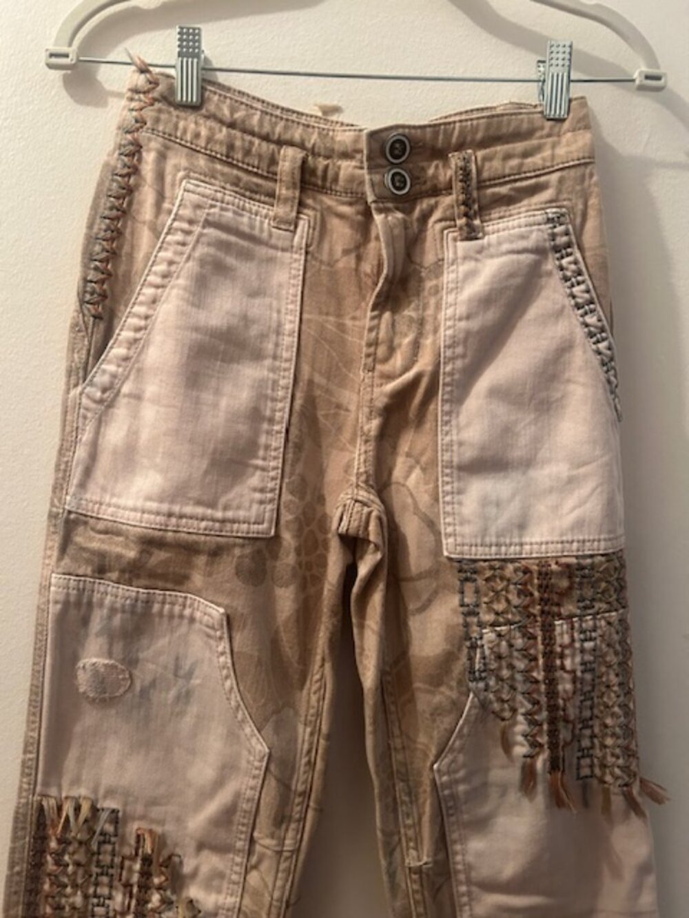 Anthropologie x Pilcro The Camp Wanderer Khaki Tan Floral Patchwork Pants - Picture 8 of 16